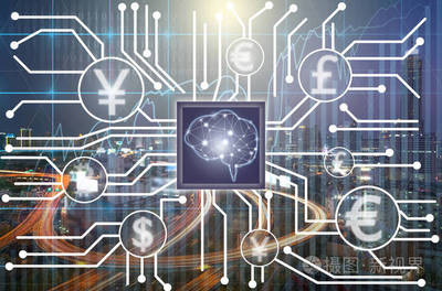 Fintech 連接和人工智能的大腦技術在交易圖上的城市背景。顯示 cryptocurrency 或數字貨幣, Fintech